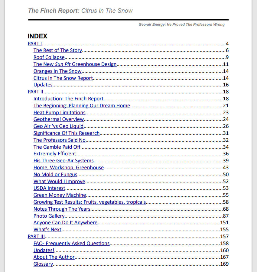 Russ Finch greenhous Index preview